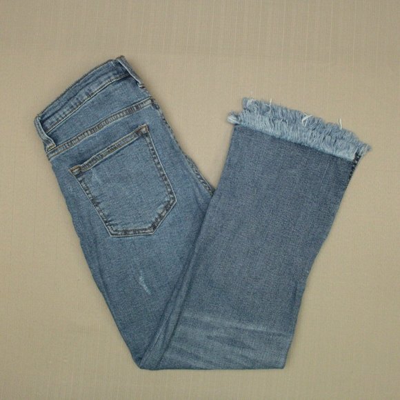 Sneak Peek Mid Rise Vented Crop Jeans Junior's Size 7 Distressed Fray Hem Denim - Picture 6 of 11